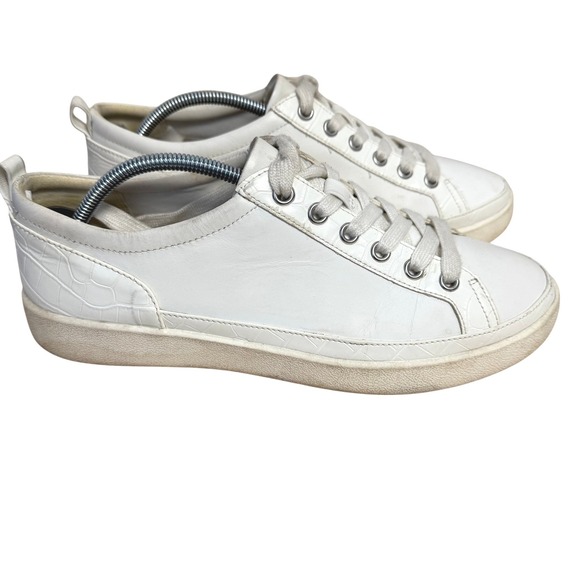 Vionic Winny Womens 9 White Leather Croc Embossed Low Top Fashion Sneakers Shoes - Picture 2 of 15